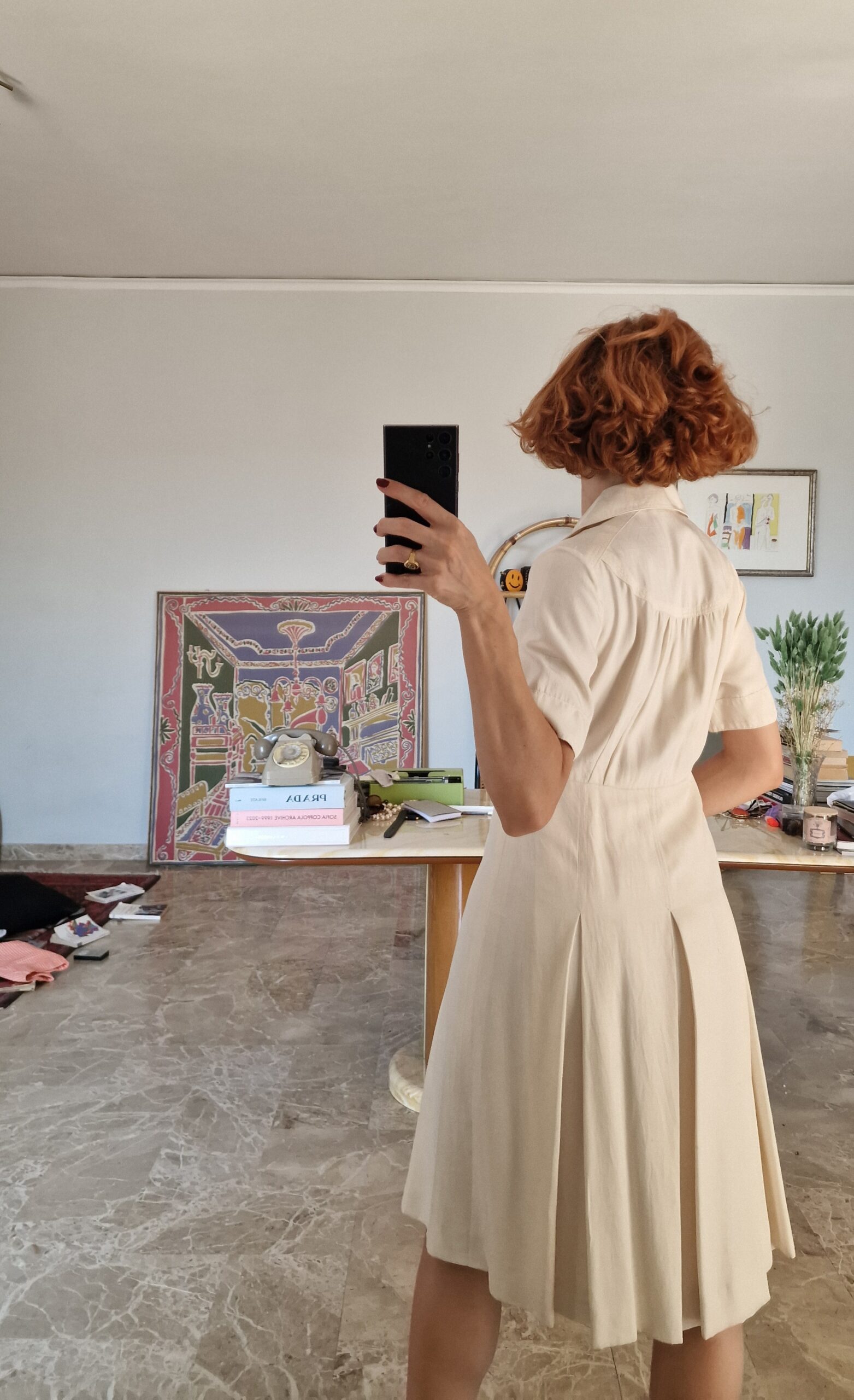 Abito cimelio vintage Sartoriale in Pura Seta bianco burro - immagine 7