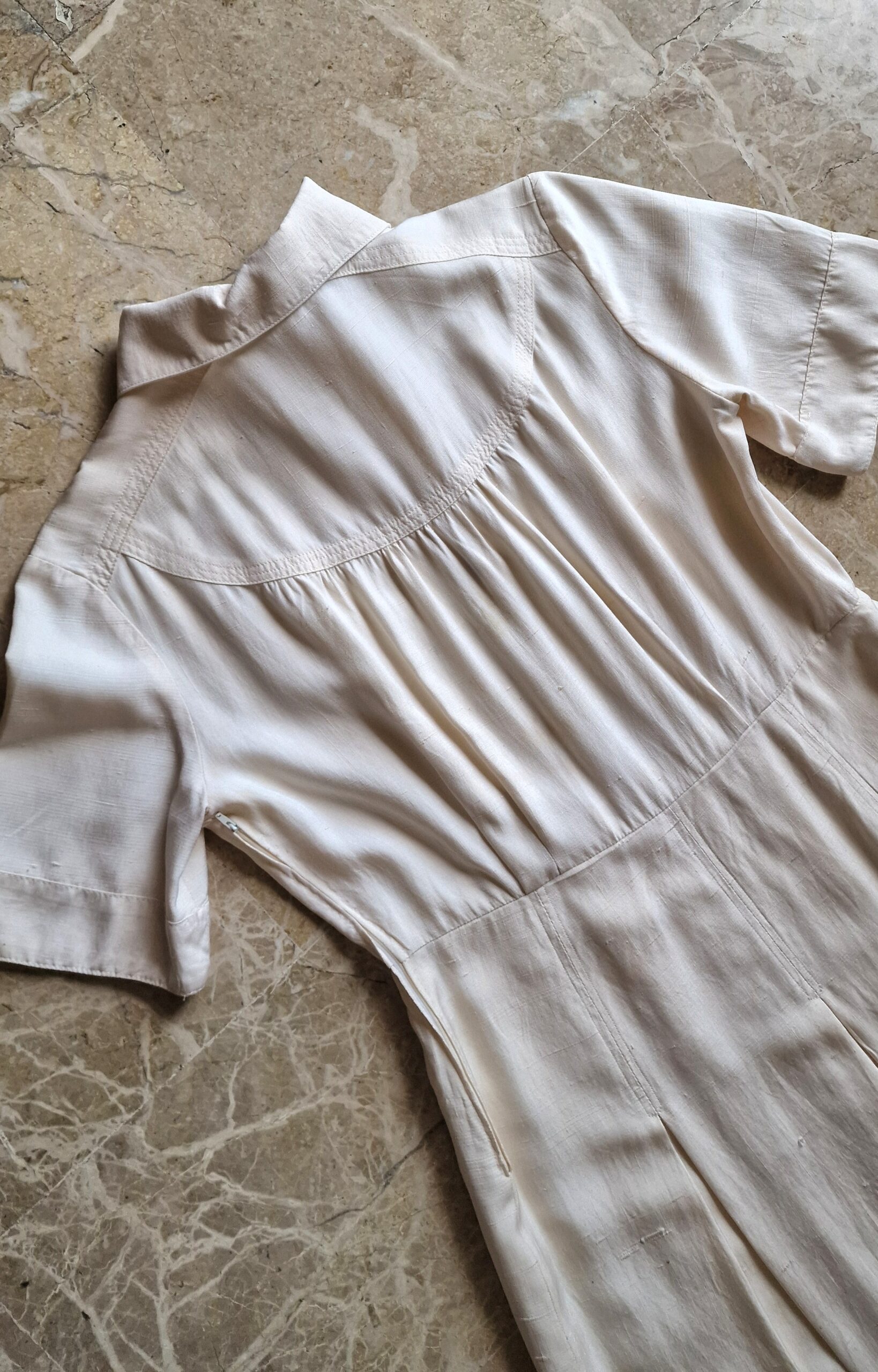 Abito cimelio vintage Sartoriale in Pura Seta bianco burro - immagine 12