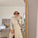Trench vintage Sartoriale in vera pelle grigio ghiaccio