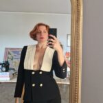 Giacca Capolavoro vintage con profondo scollo e colletto plissé
