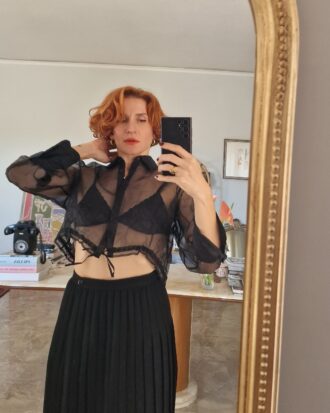 Camicia in Organza di Pura seta nera