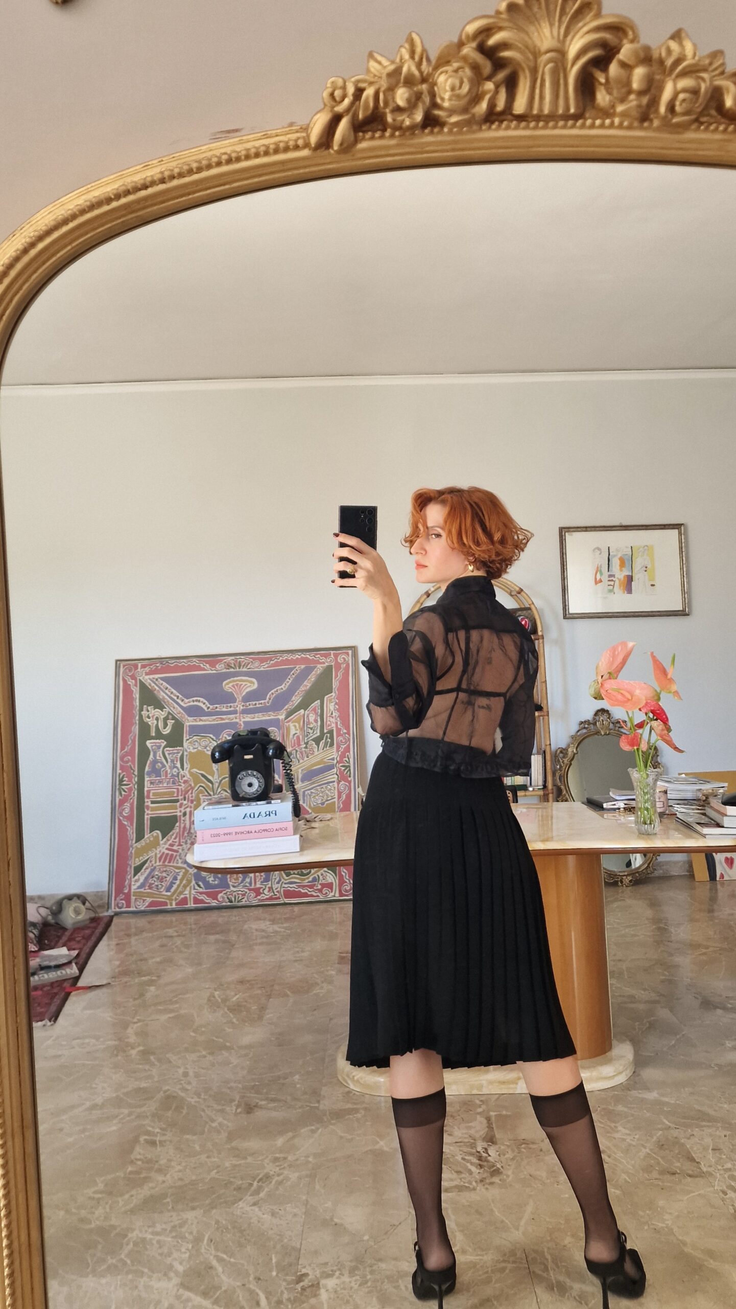 Gonna vintage sartoriale plissetata in crépe di lana - immagine 5