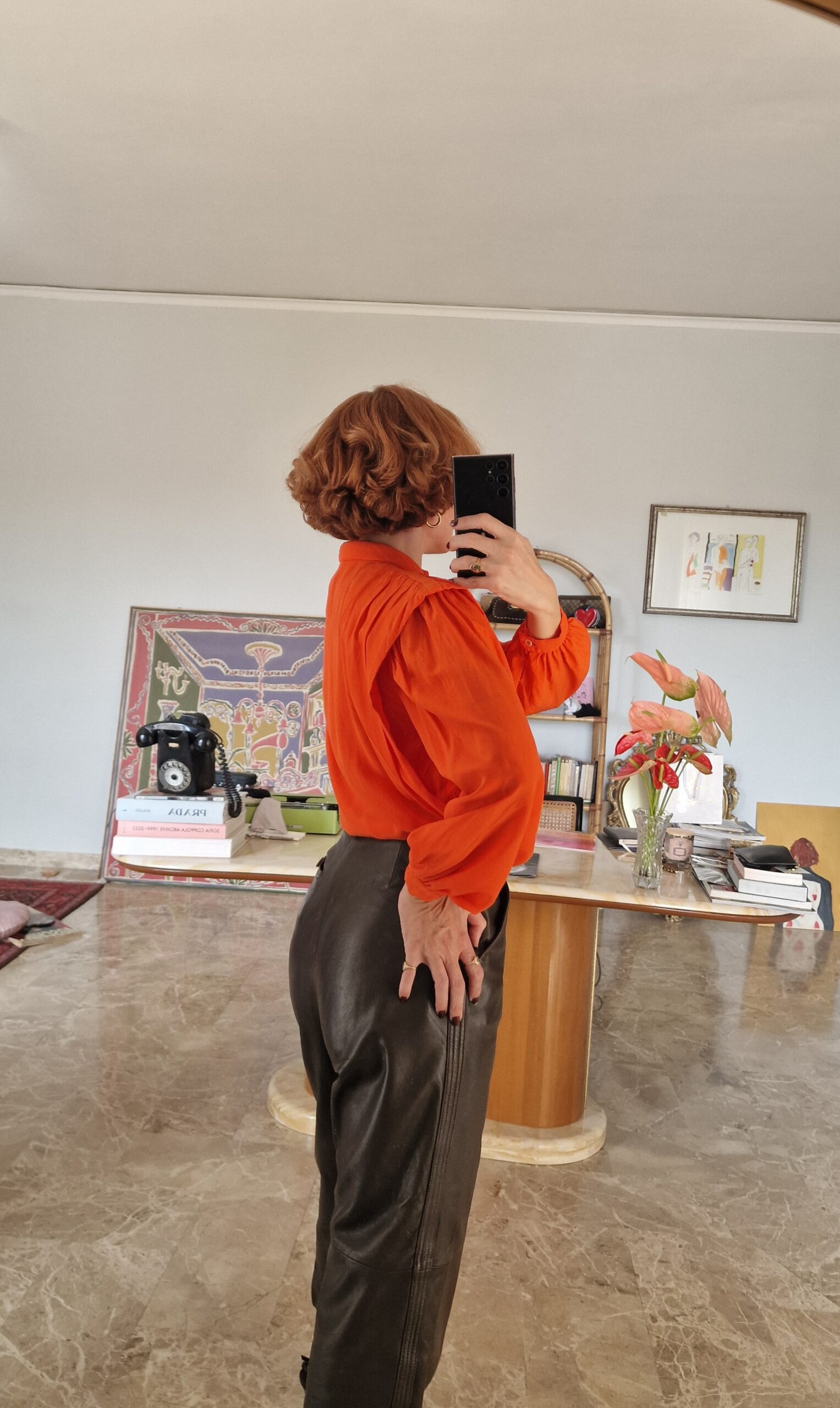 Camicia Giorgio Armani in 100% Seta arancio - immagine 3