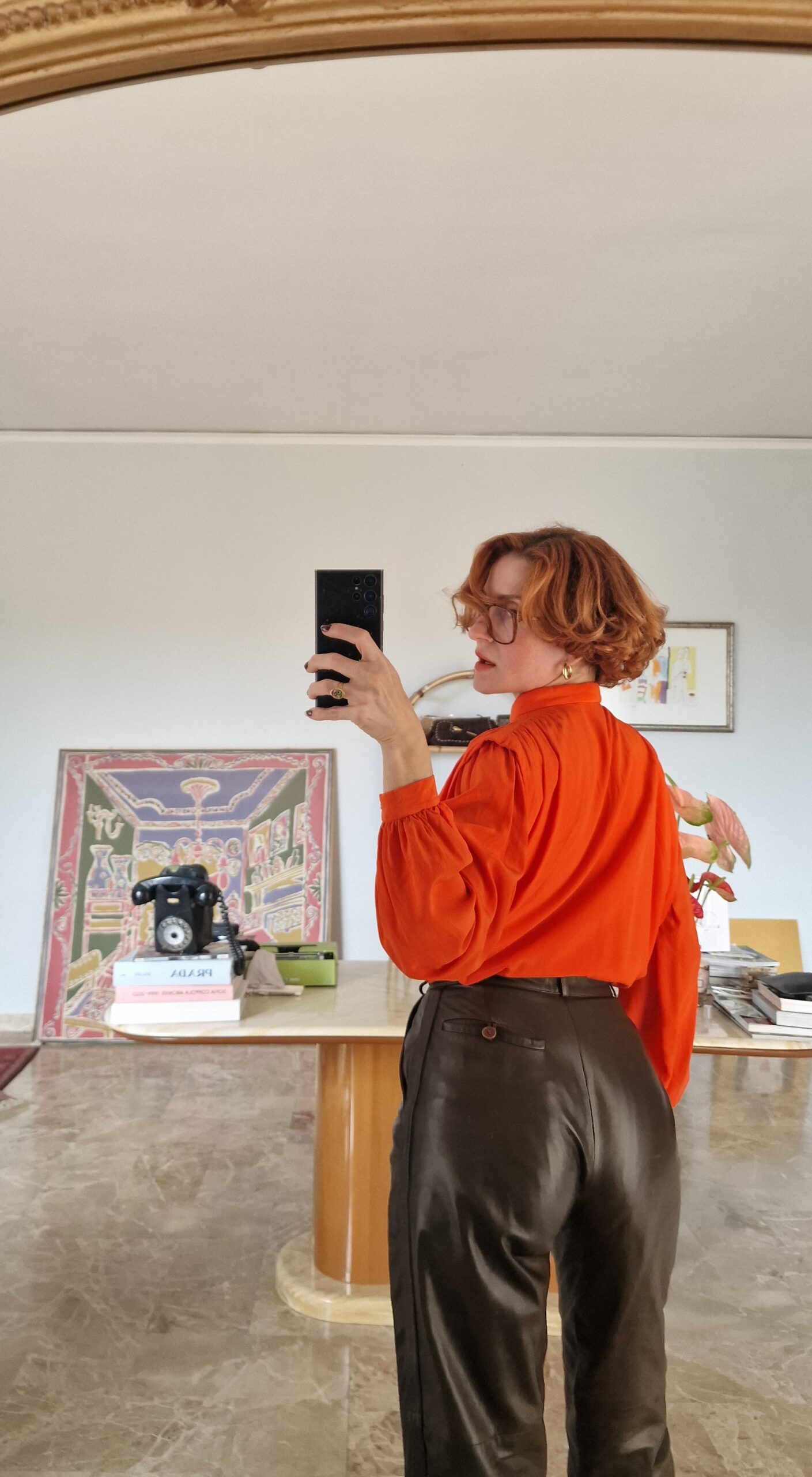 Camicia Giorgio Armani in 100% Seta arancio - immagine 5