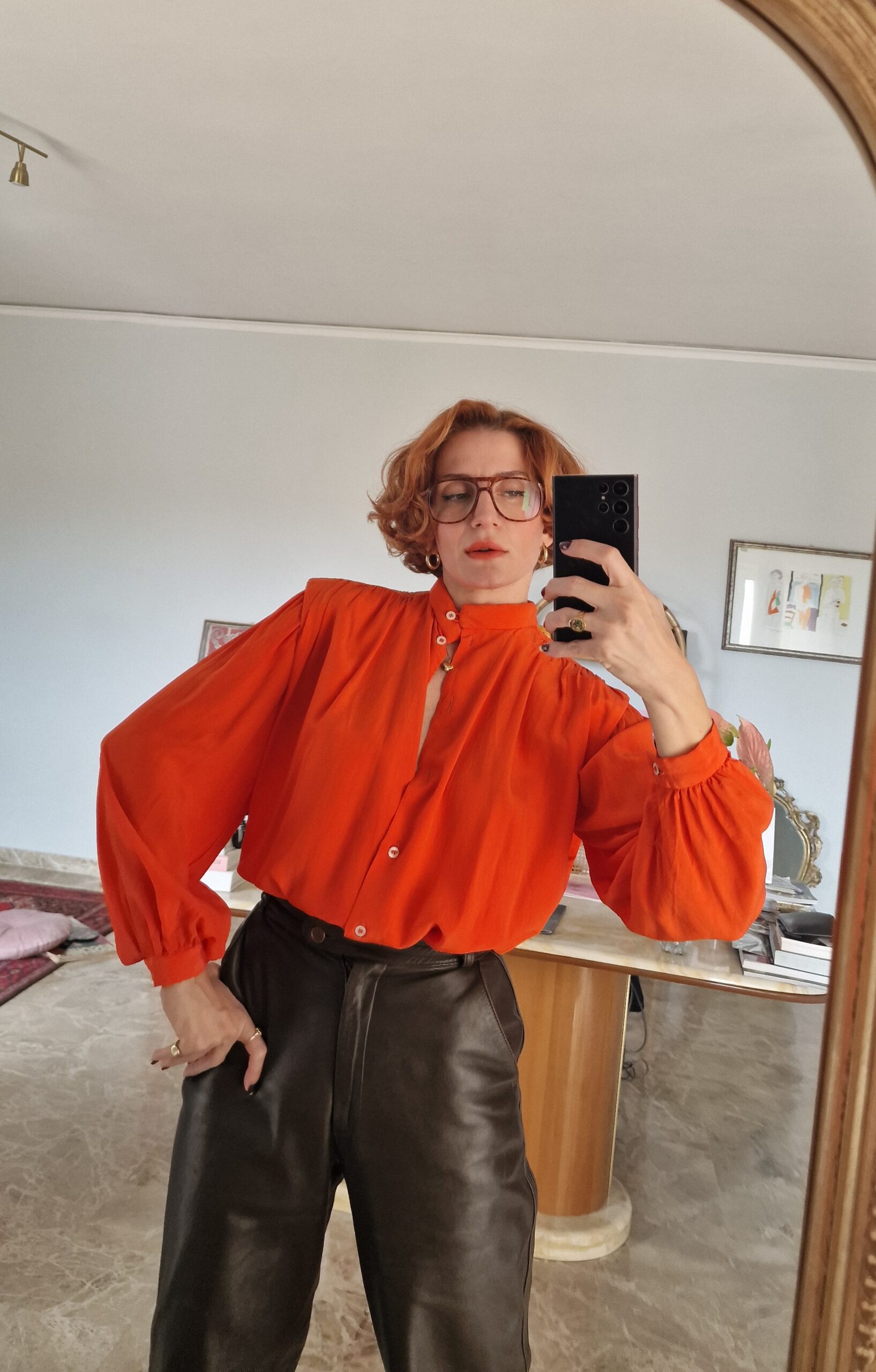 Camicia Giorgio Armani in 100% Seta arancio