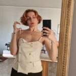 Top vintage doppiopetto anni 90 color burro