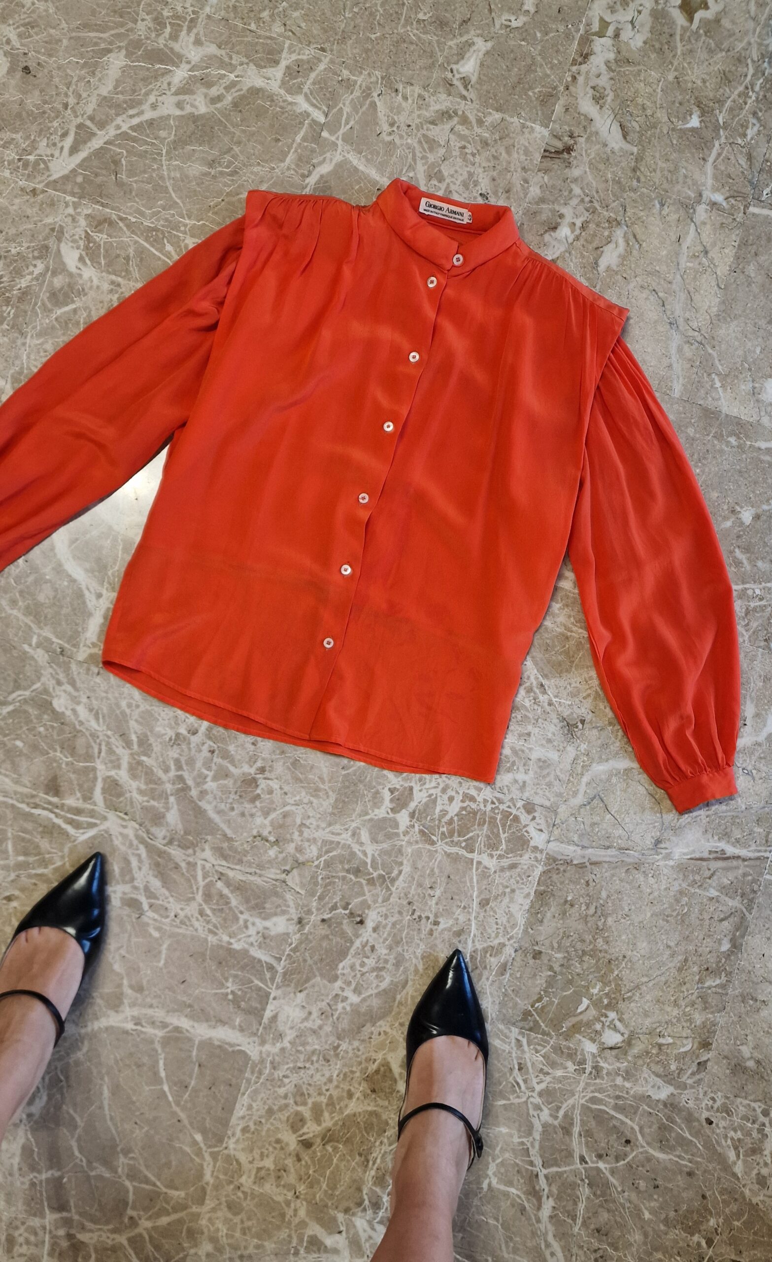Camicia Giorgio Armani in 100% Seta arancio - immagine 7
