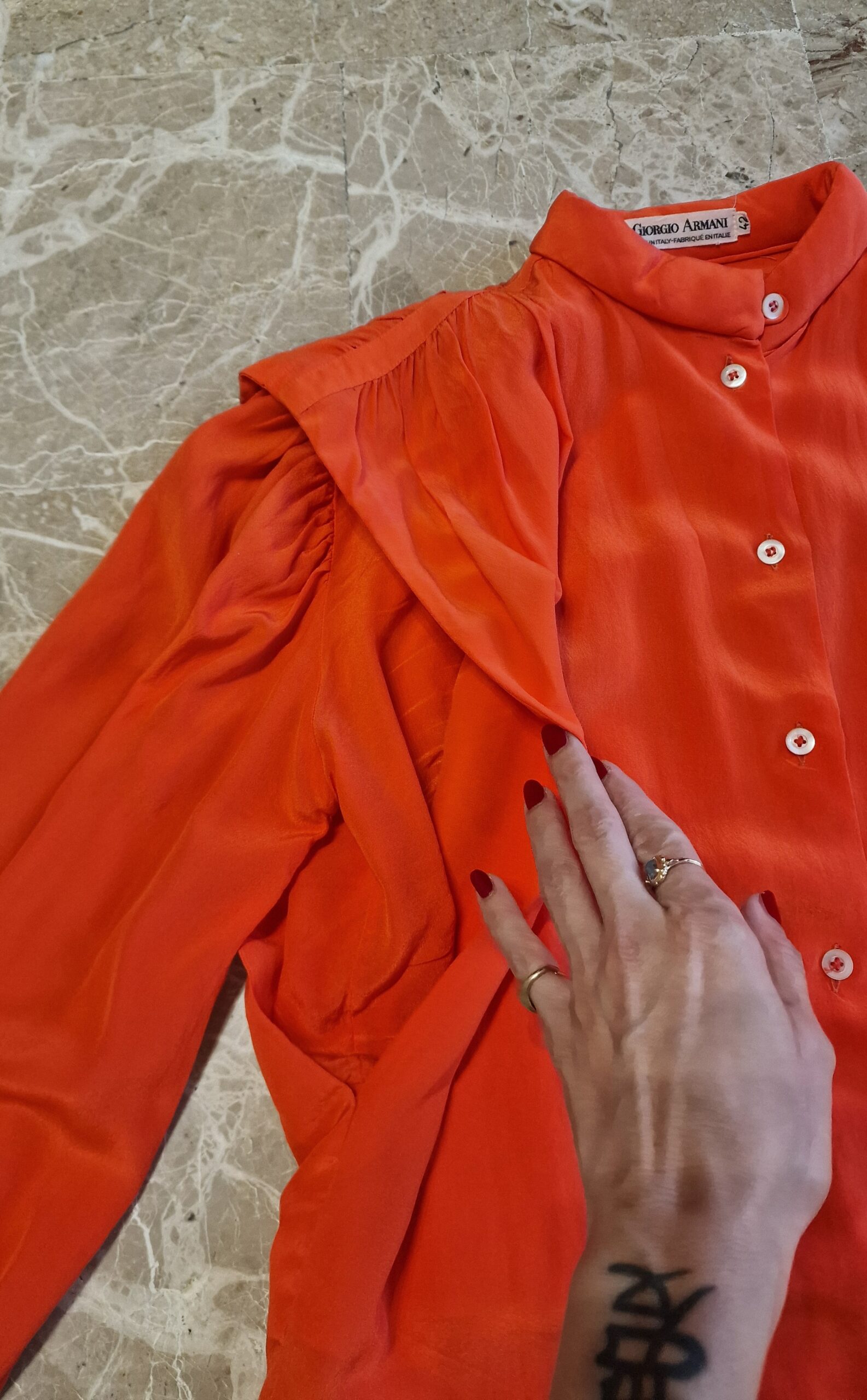 Camicia Giorgio Armani in 100% Seta arancio - immagine 12