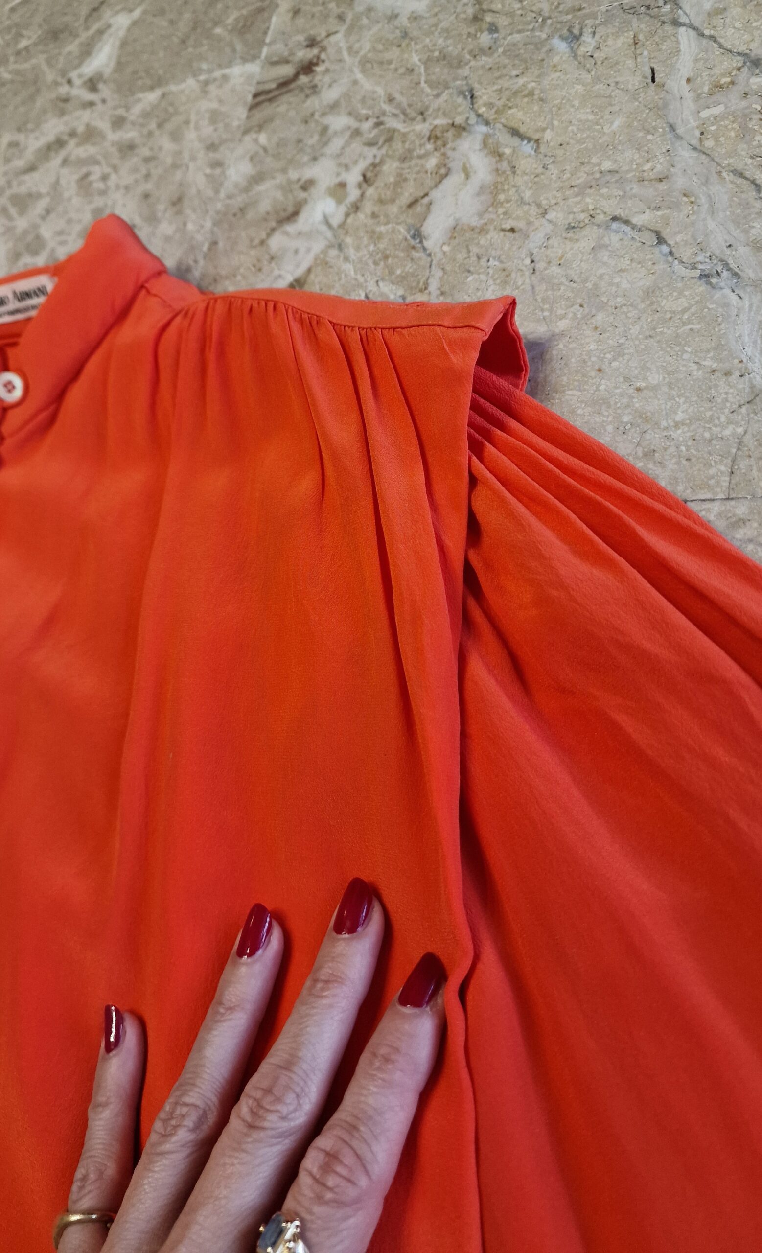 Camicia Giorgio Armani in 100% Seta arancio - immagine 9