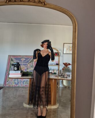 Gonna vintage lunga in tulle nero