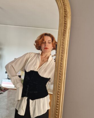 Corsetto antico vintage Sartoriale velluto di seta nero