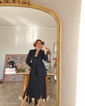 Tailleur vintage witch style by Moschino in lana blu