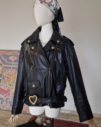 Chiodo Vintage d'archivio by Moschino in pelle di nappa nera
