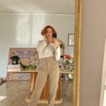 Pantaloni beige in gabardine di lana by Pancaldi