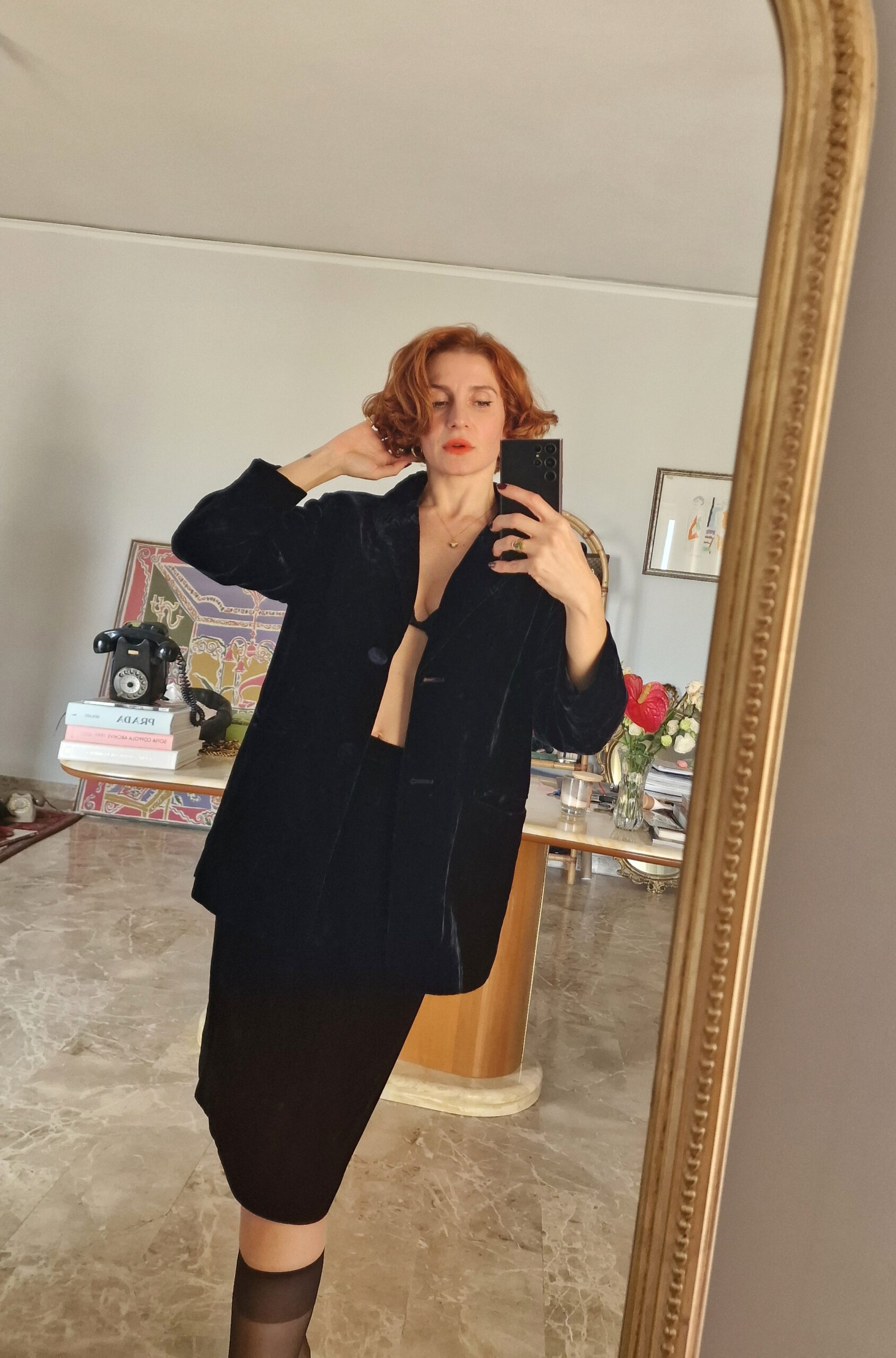 Tailleur velluto blu scuro by Luisa Spagnoli tg 44 - immagine 3