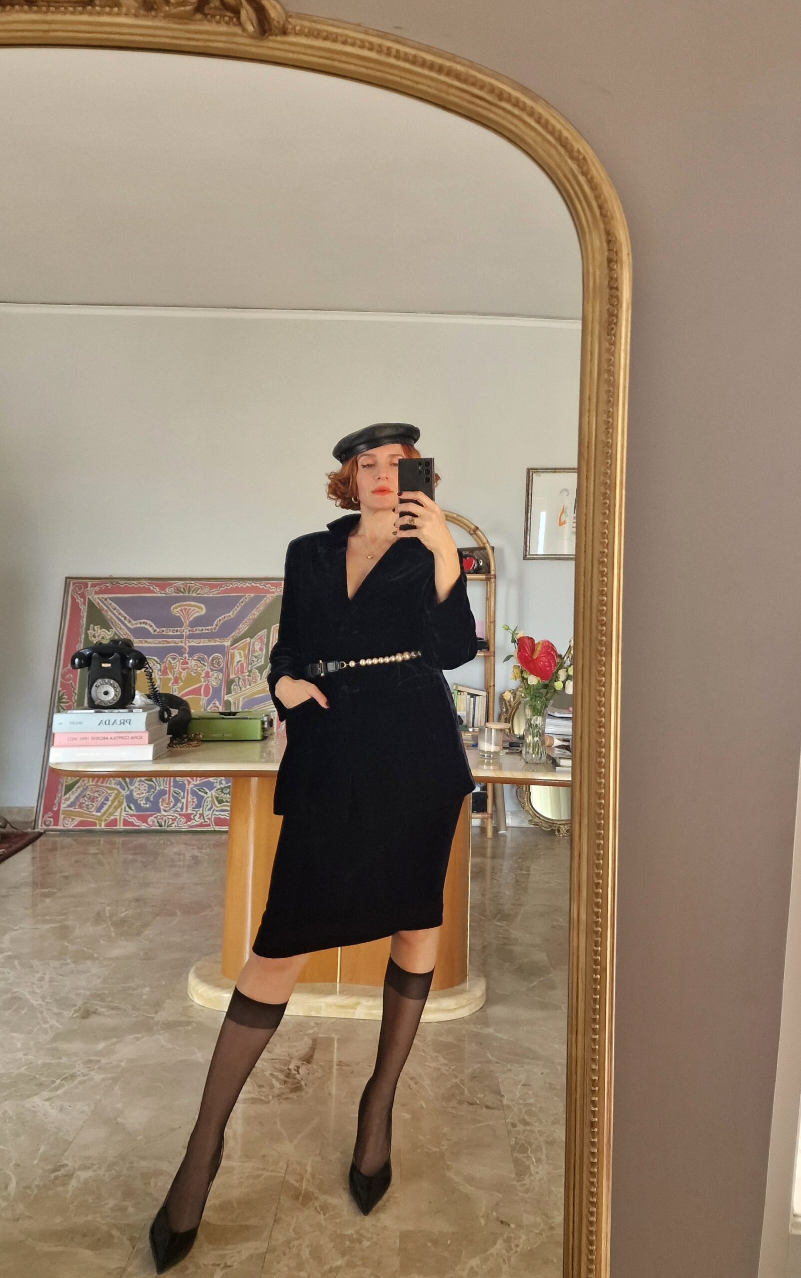 Tailleur velluto blu scuro by Luisa Spagnoli tg 44 - immagine 2