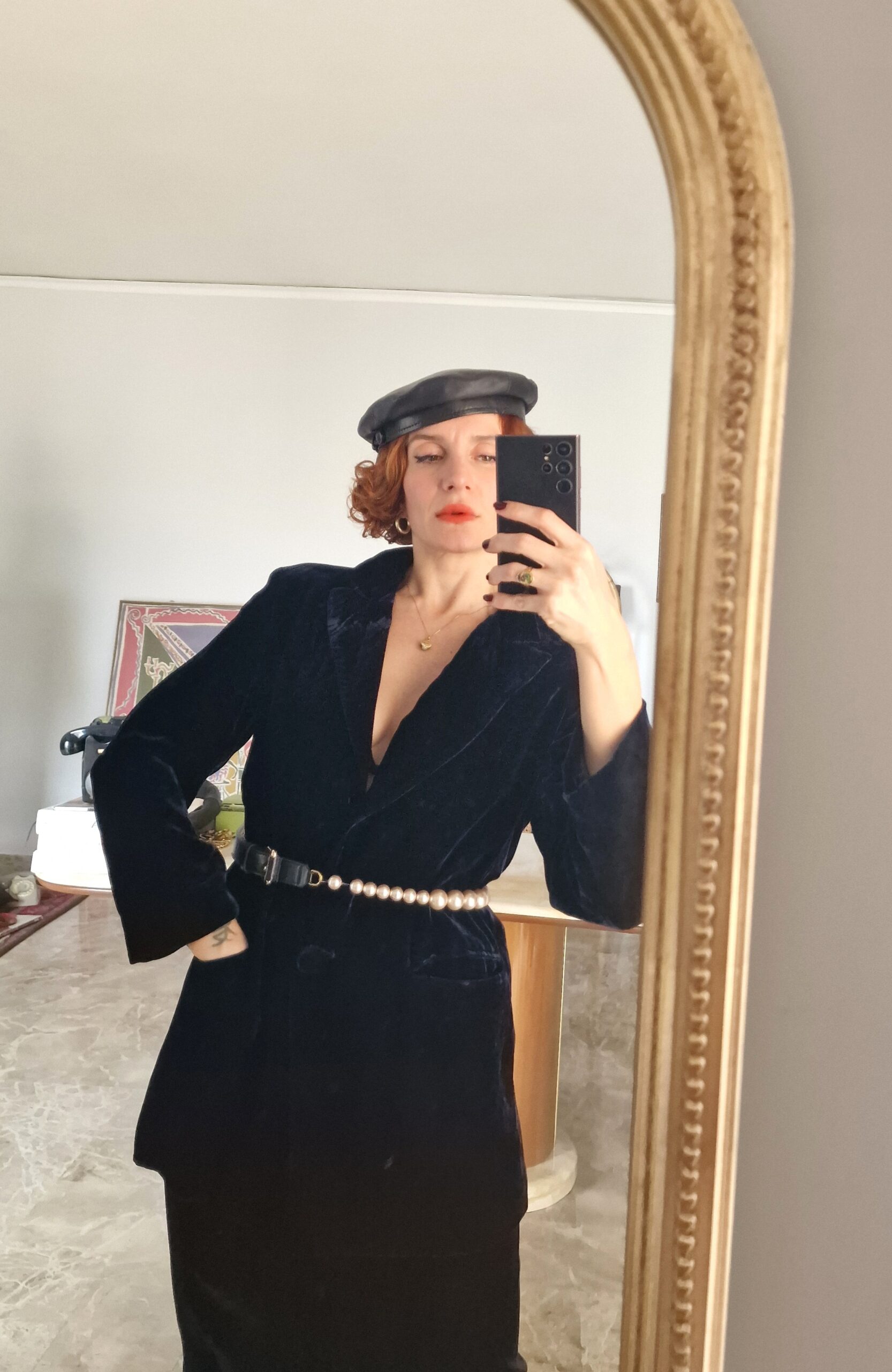 Tailleur velluto blu scuro by Luisa Spagnoli tg 44 - immagine 5