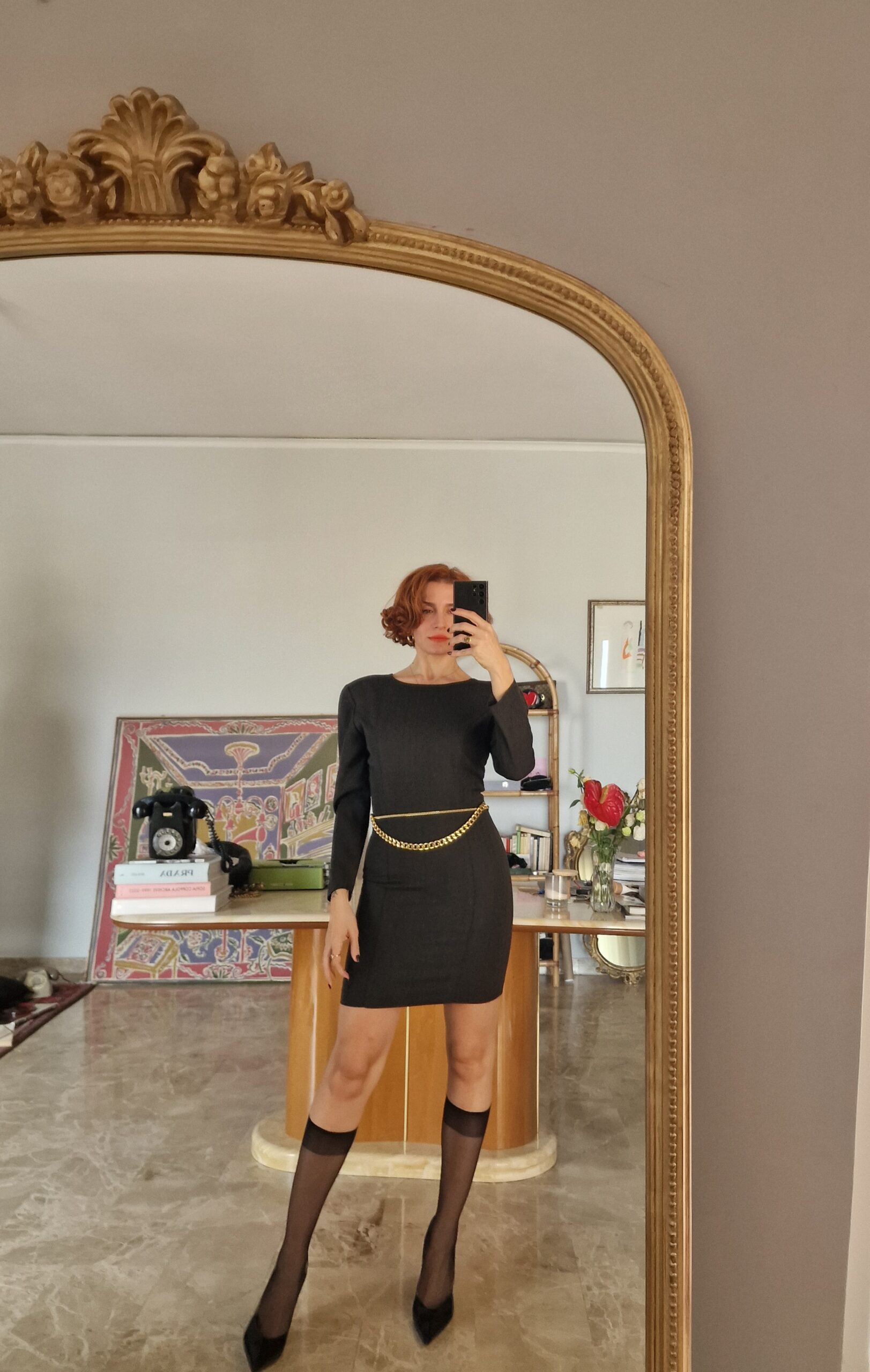 Abito tubino vintage con cinture dorate tg38/40 - immagine 2