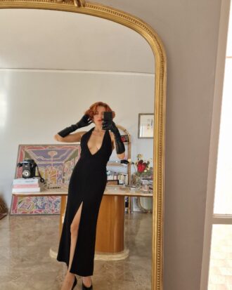 Abito lungo nero vintage by Erreuno disegnato da Giorgio Armani