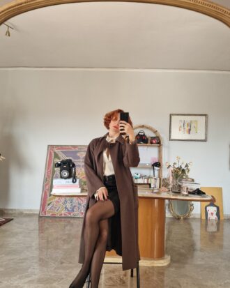 Cappotto Max Mara prima linea tortora/oliva in 100% lana