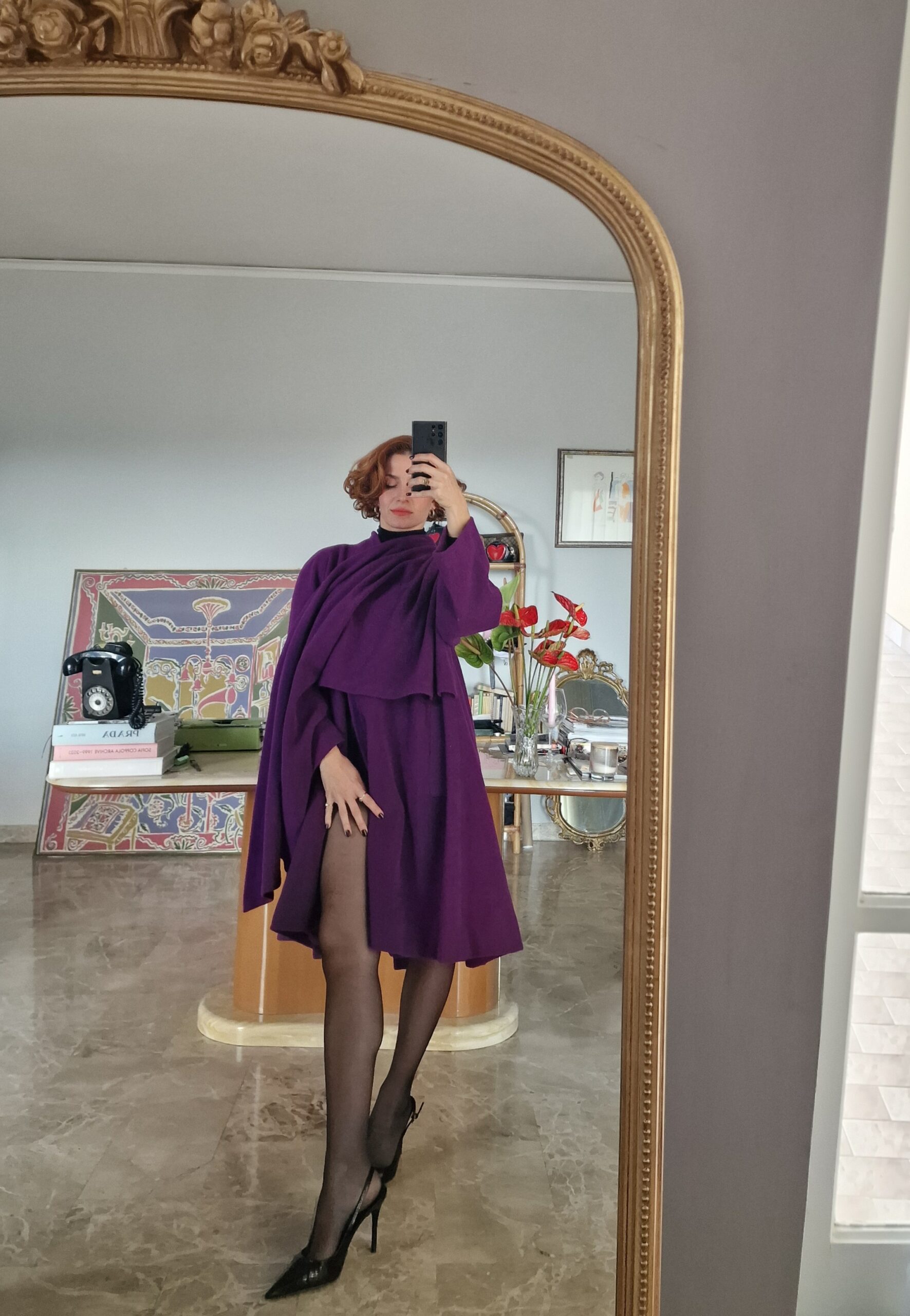 Cappotto mantella viola vintage by Byblos - immagine 10