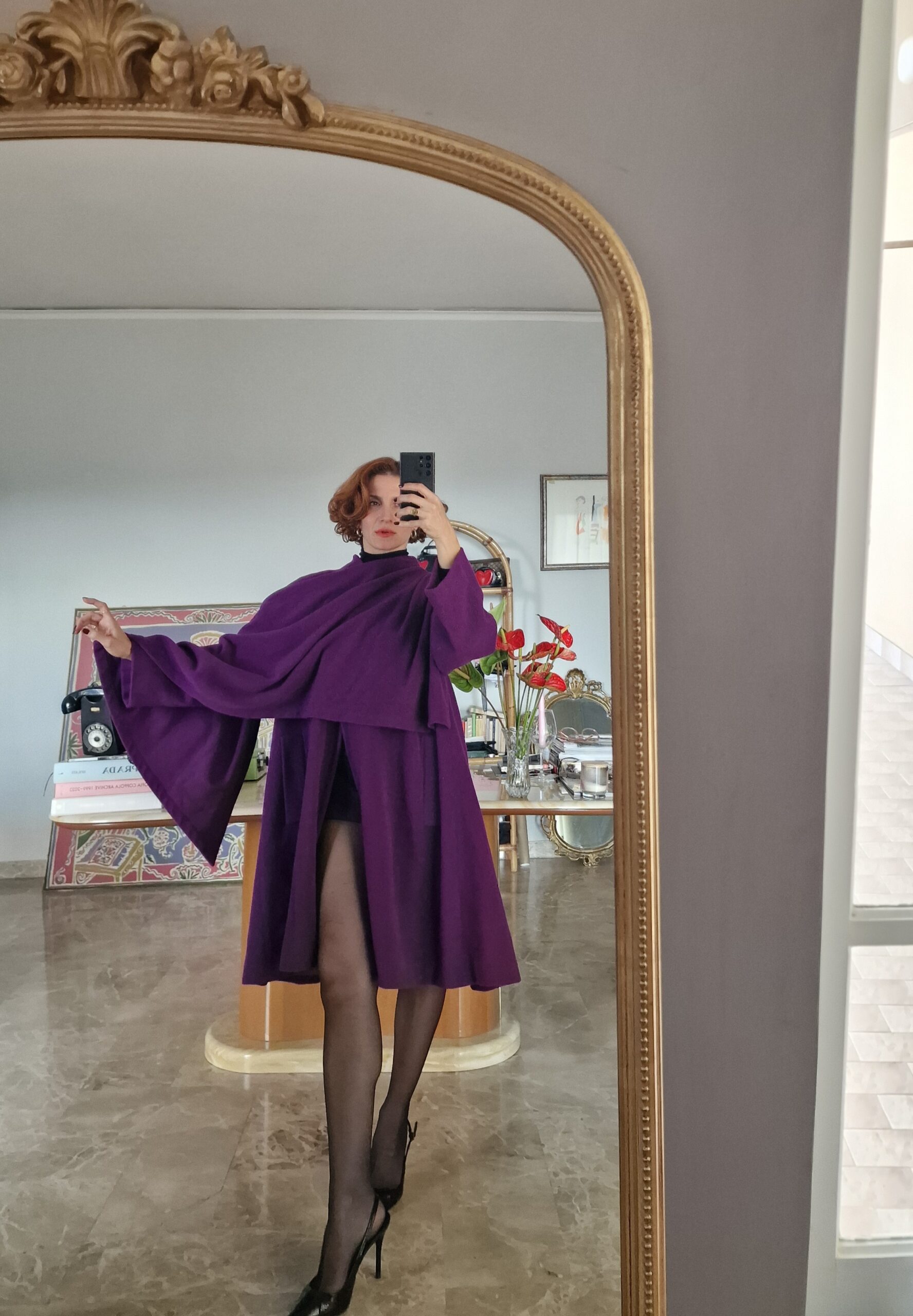Cappotto mantella viola vintage by Byblos - immagine 8