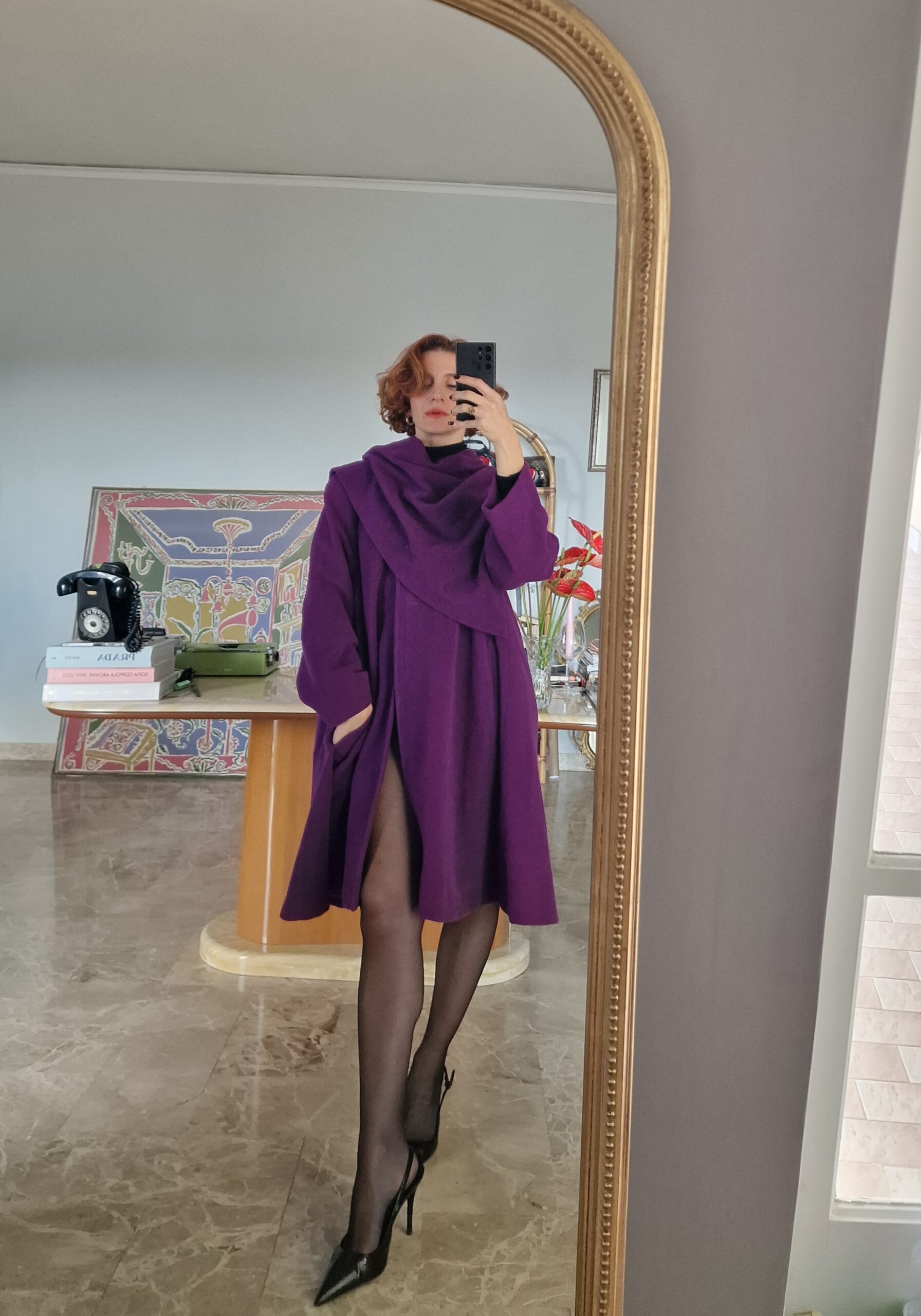 Cappotto mantella viola vintage by Byblos - immagine 9