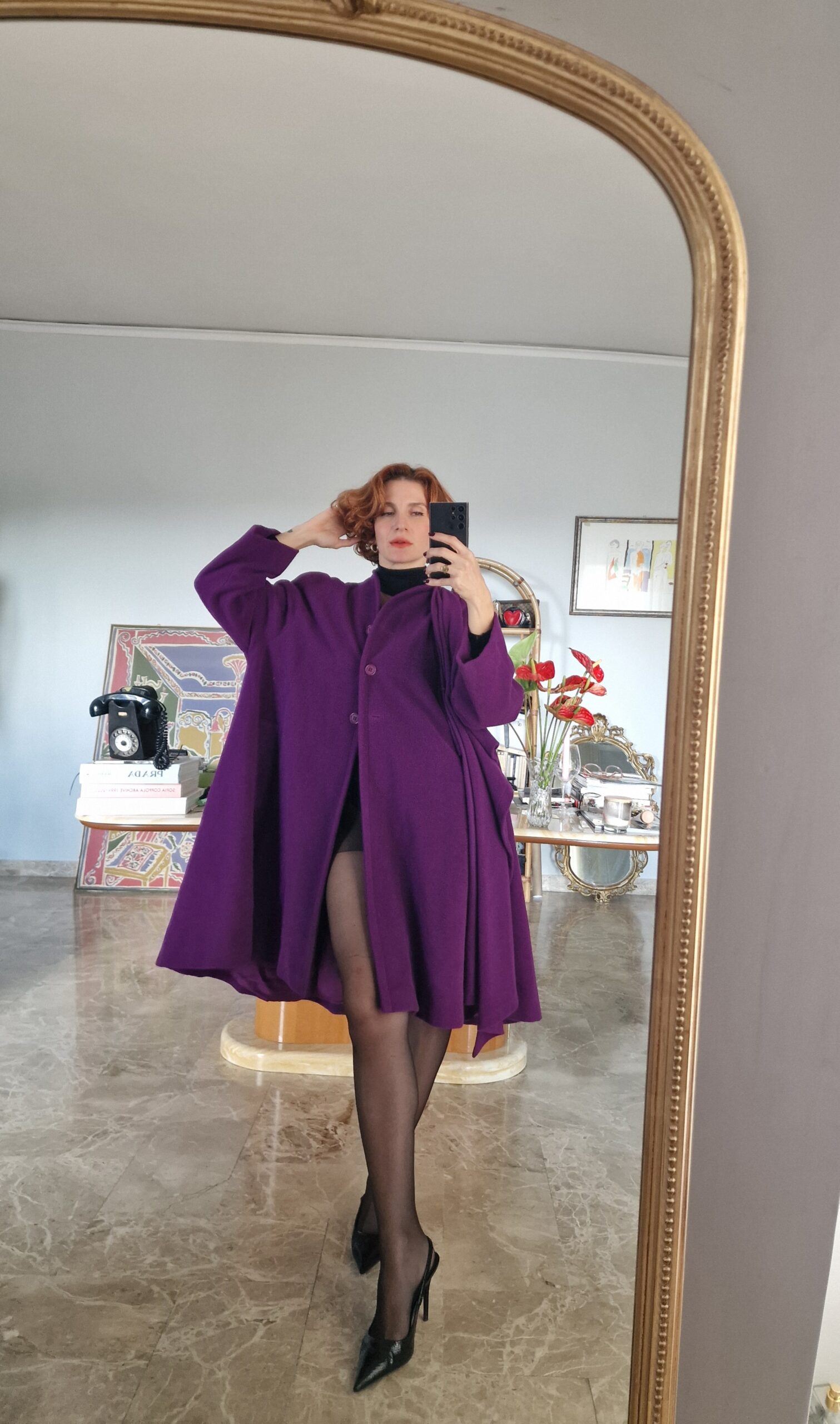 Cappotto mantella viola vintage by Byblos - immagine 7