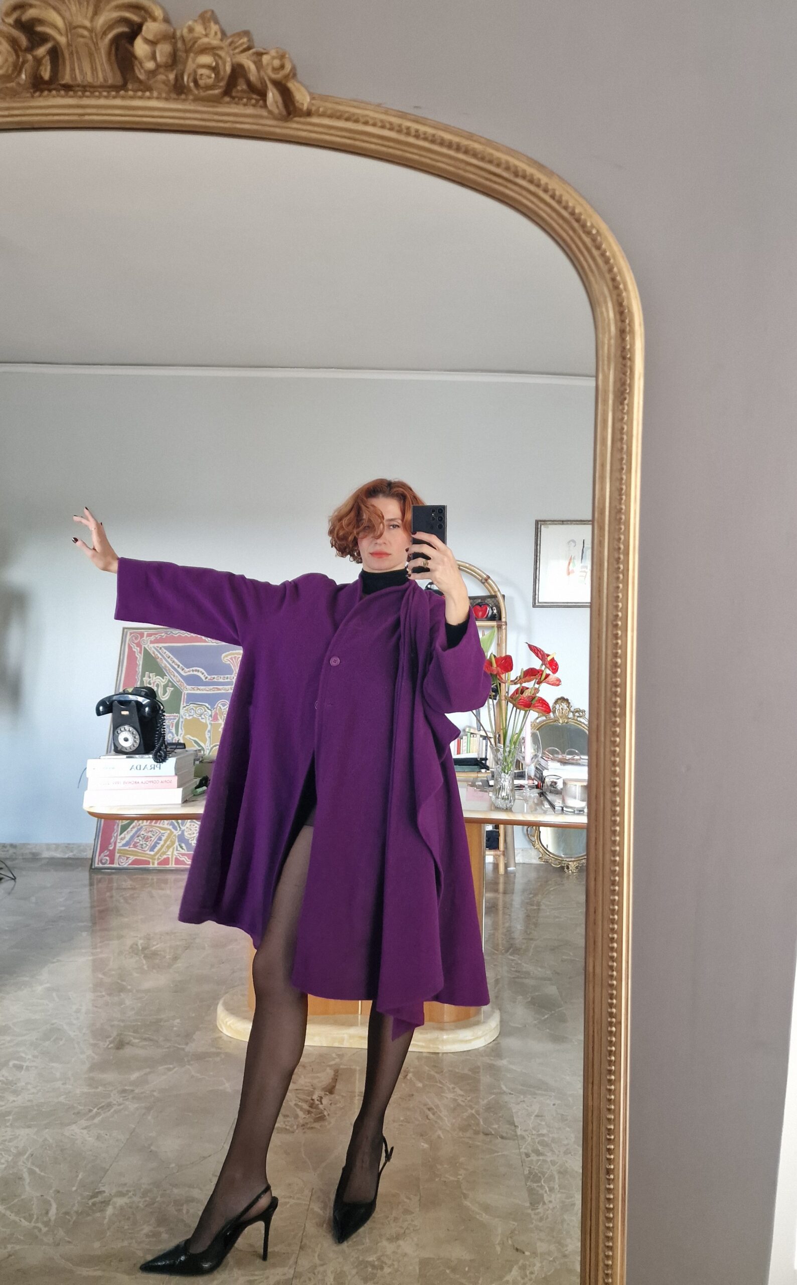 Cappotto mantella viola vintage by Byblos - immagine 5