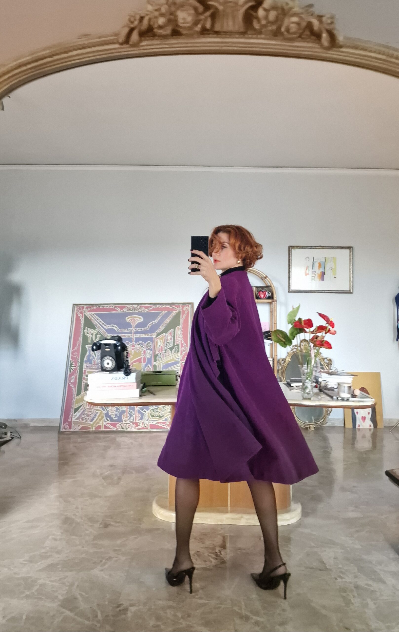 Cappotto mantella viola vintage by Byblos - immagine 6