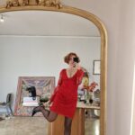Abito sartoriale in pizzo rosso