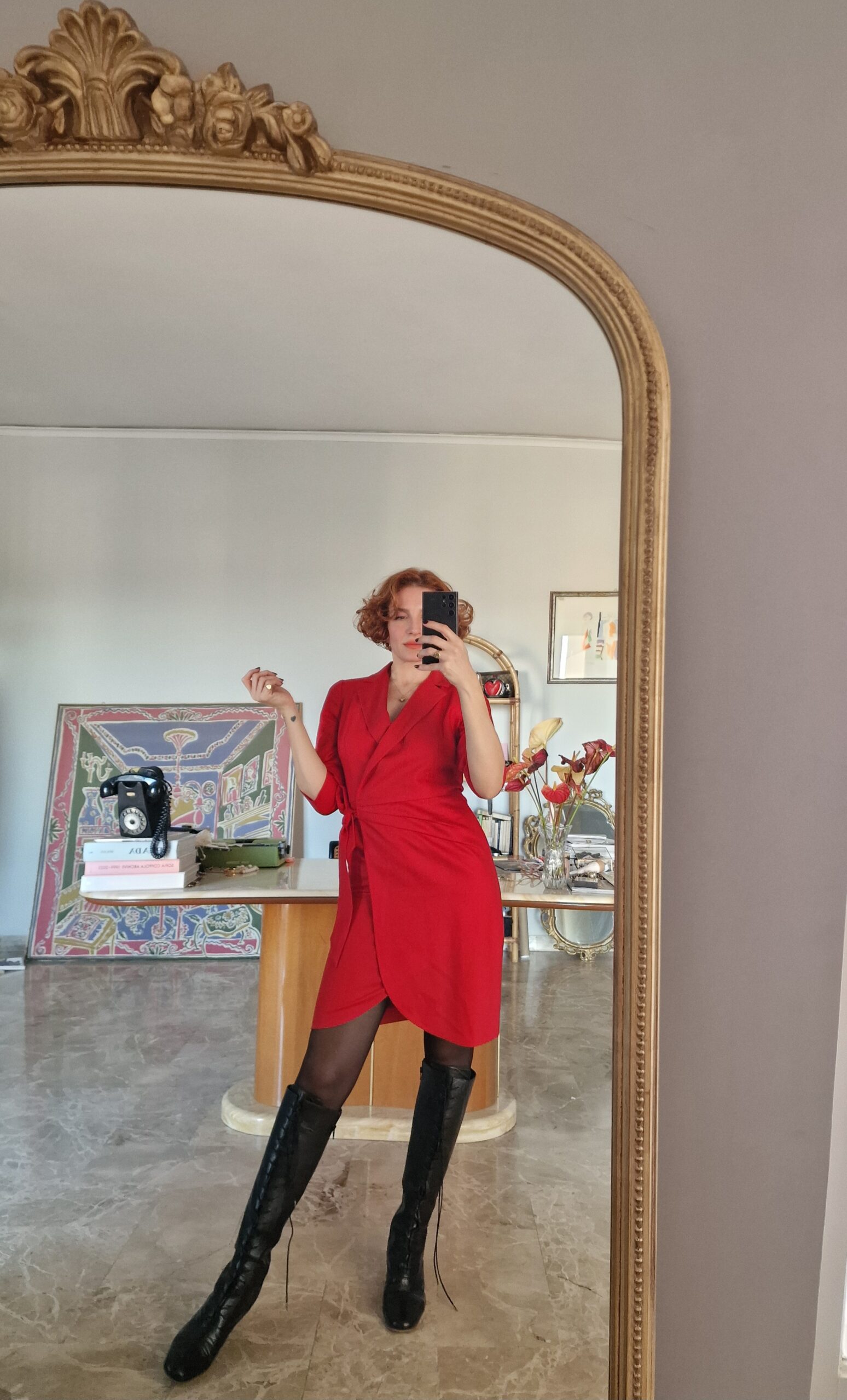 Abito wrap dress vintage ma nuovo in Pura lana rossa - immagine 2