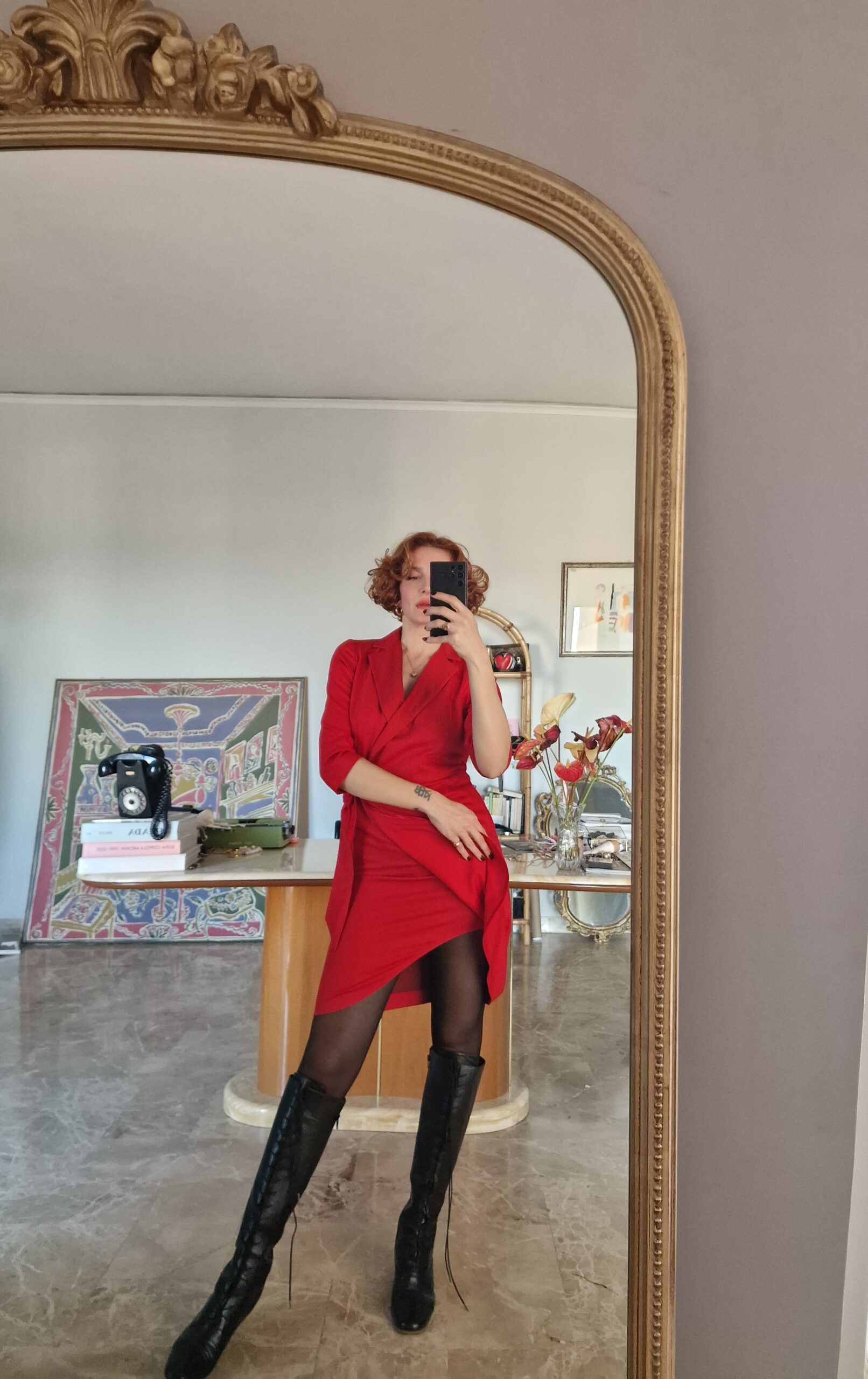Abito wrap dress vintage ma nuovo in Pura lana rossa - immagine 5