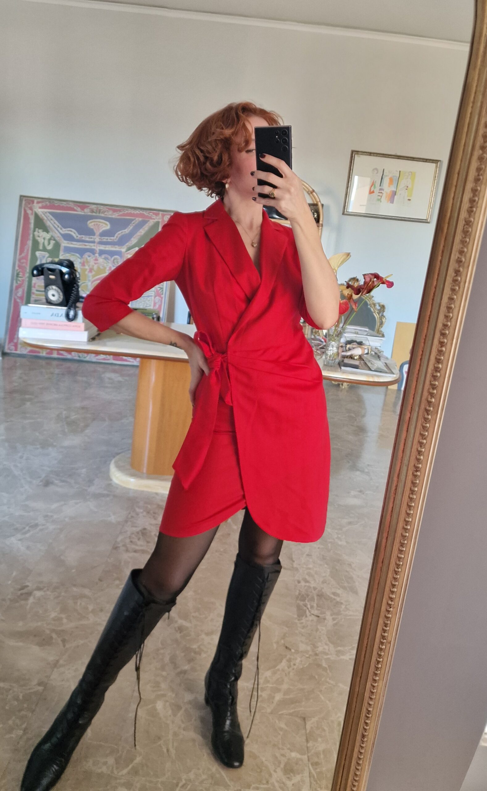 Abito wrap dress vintage ma nuovo in Pura lana rossa - immagine 7
