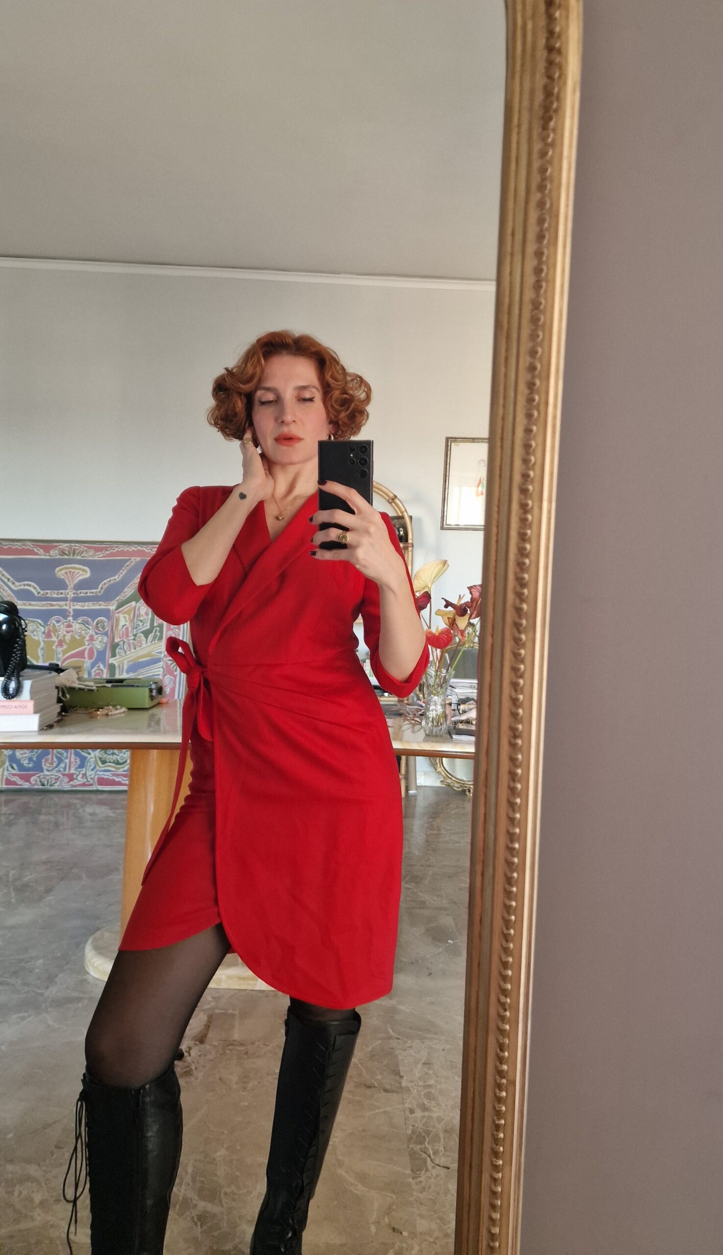 Abito wrap dress vintage ma nuovo in Pura lana rossa - immagine 3