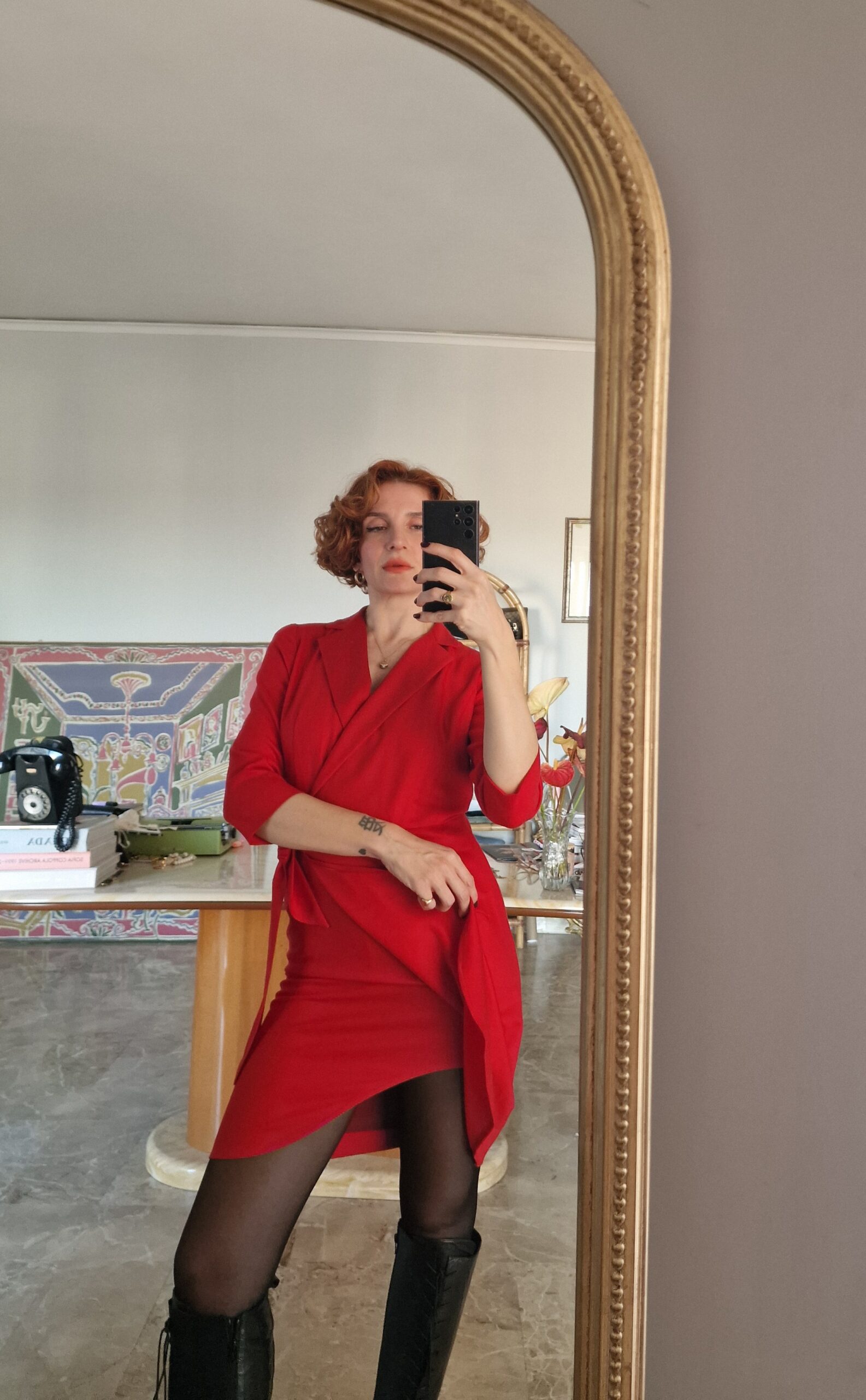 Abito wrap dress vintage ma nuovo in Pura lana rossa - immagine 4