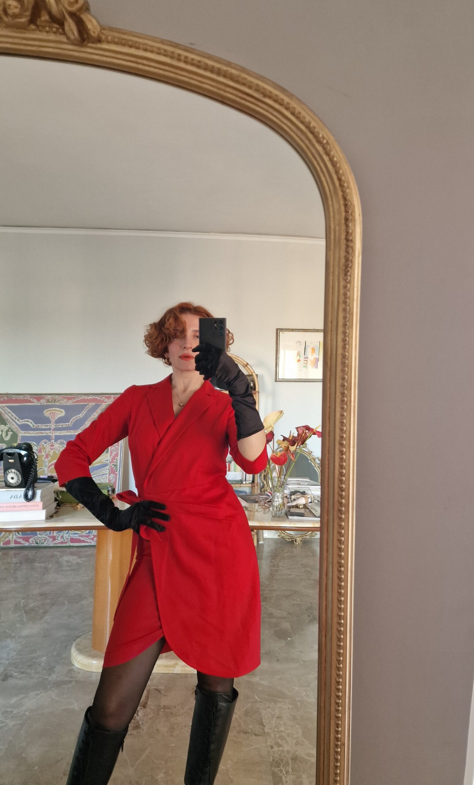 Abito wrap dress vintage ma nuovo in Pura lana rossa
