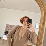 Cardigan 100% Cashmere beige tortora