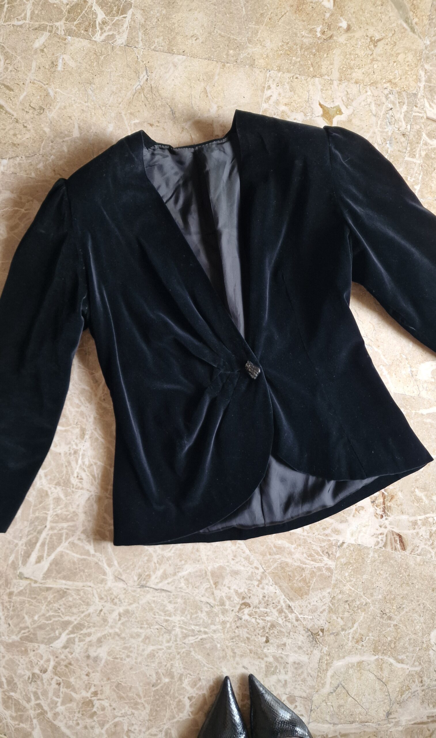 Giacca vintage in vero velluto nero completamente Sartoriale - immagine 8