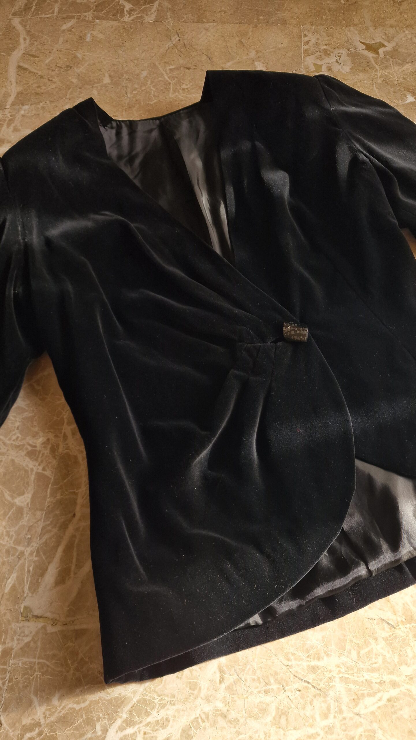 Giacca vintage in vero velluto nero completamente Sartoriale - immagine 6