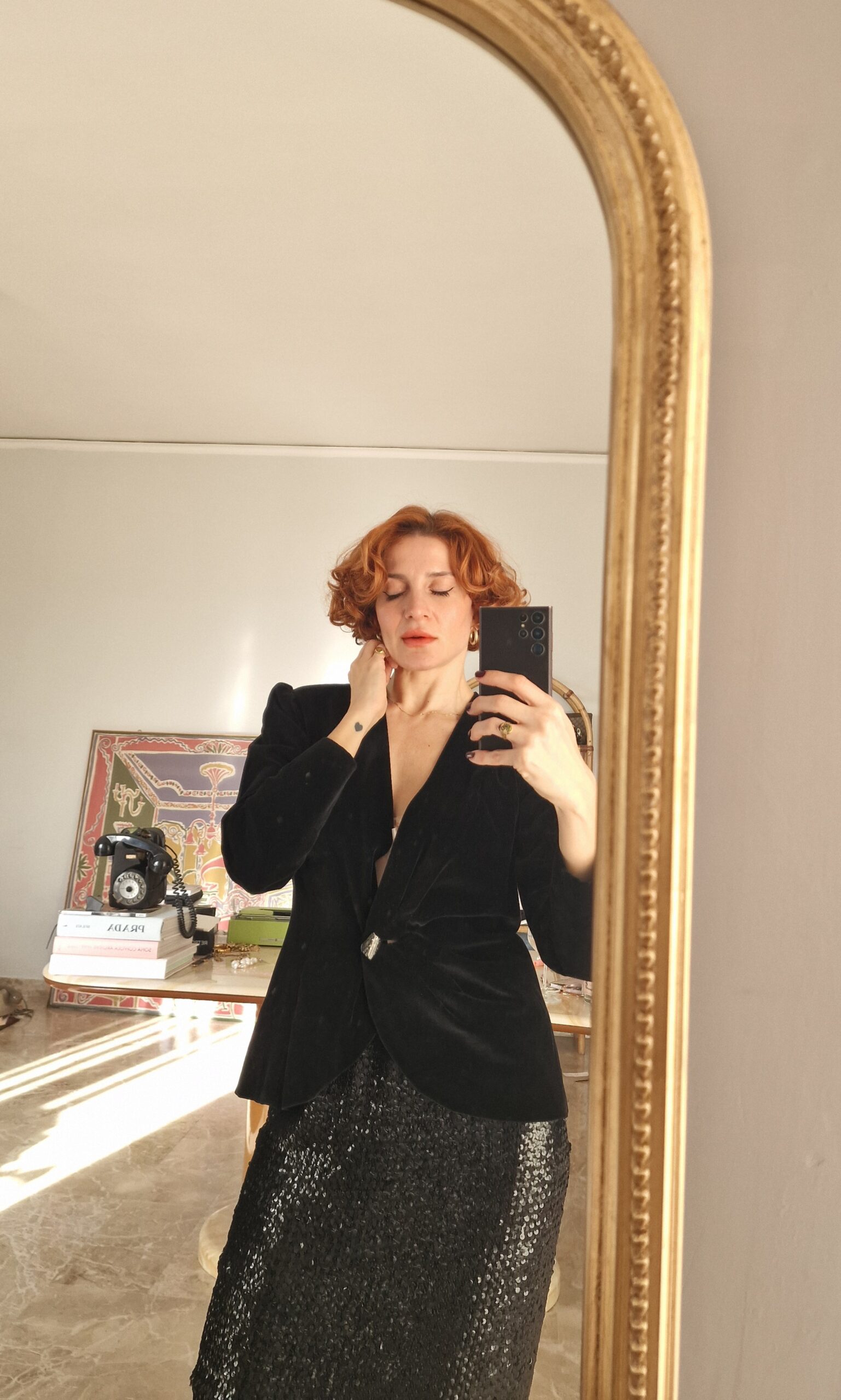 Giacca vintage in vero velluto nero completamente Sartoriale - immagine 3
