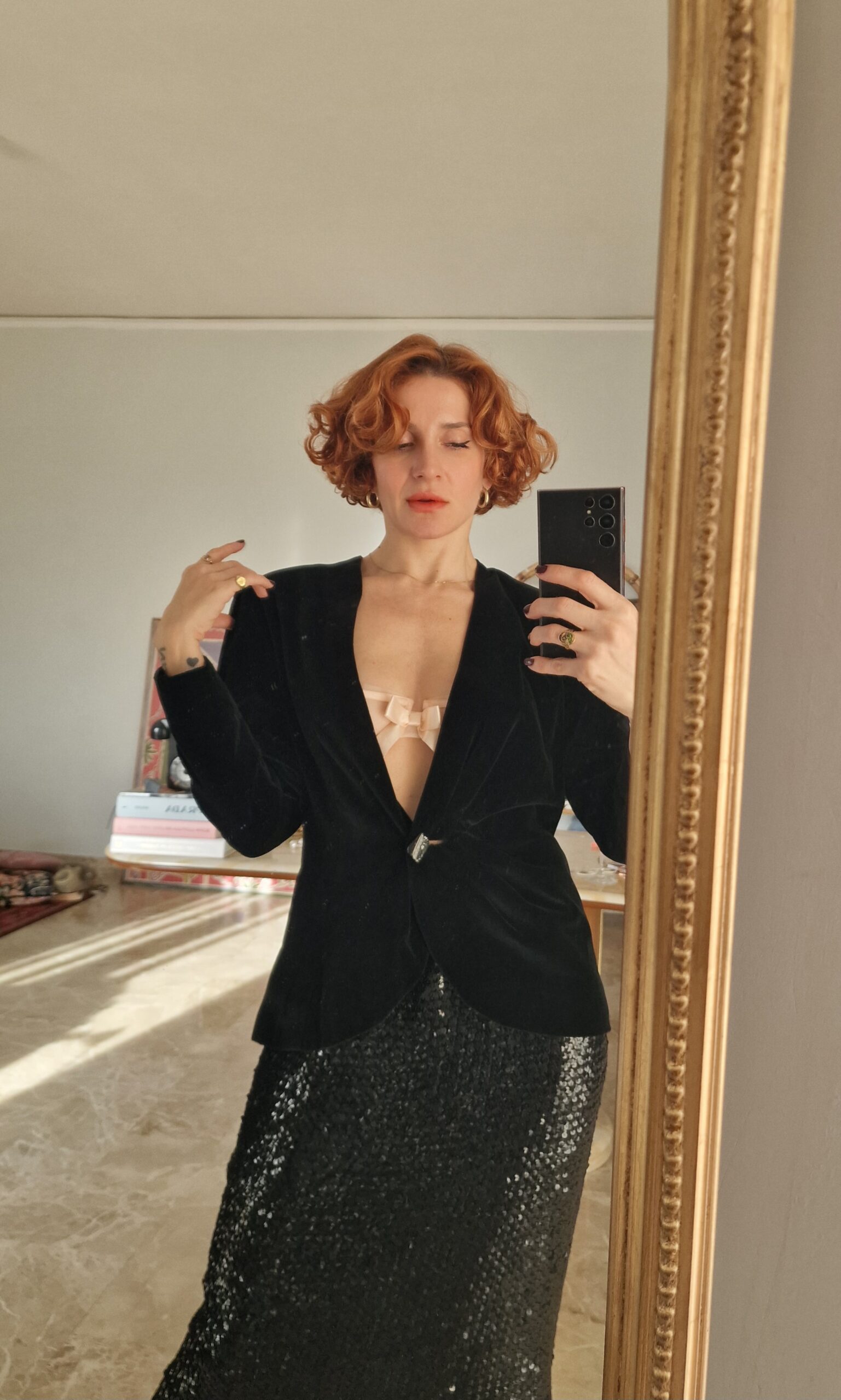 Giacca vintage in vero velluto nero completamente Sartoriale