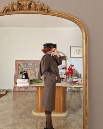Completo vintage francese in lana tortora/olive