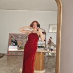 Abito lungo rosso in pregiato velluto rosso di Seta e viscosa tg 40/42