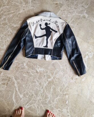 Moschino vintage 90's leather Olivia jacket black&white