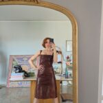 Abito artigianale in pelle cognac/bordeaux vintage ma nuovo con etichetta