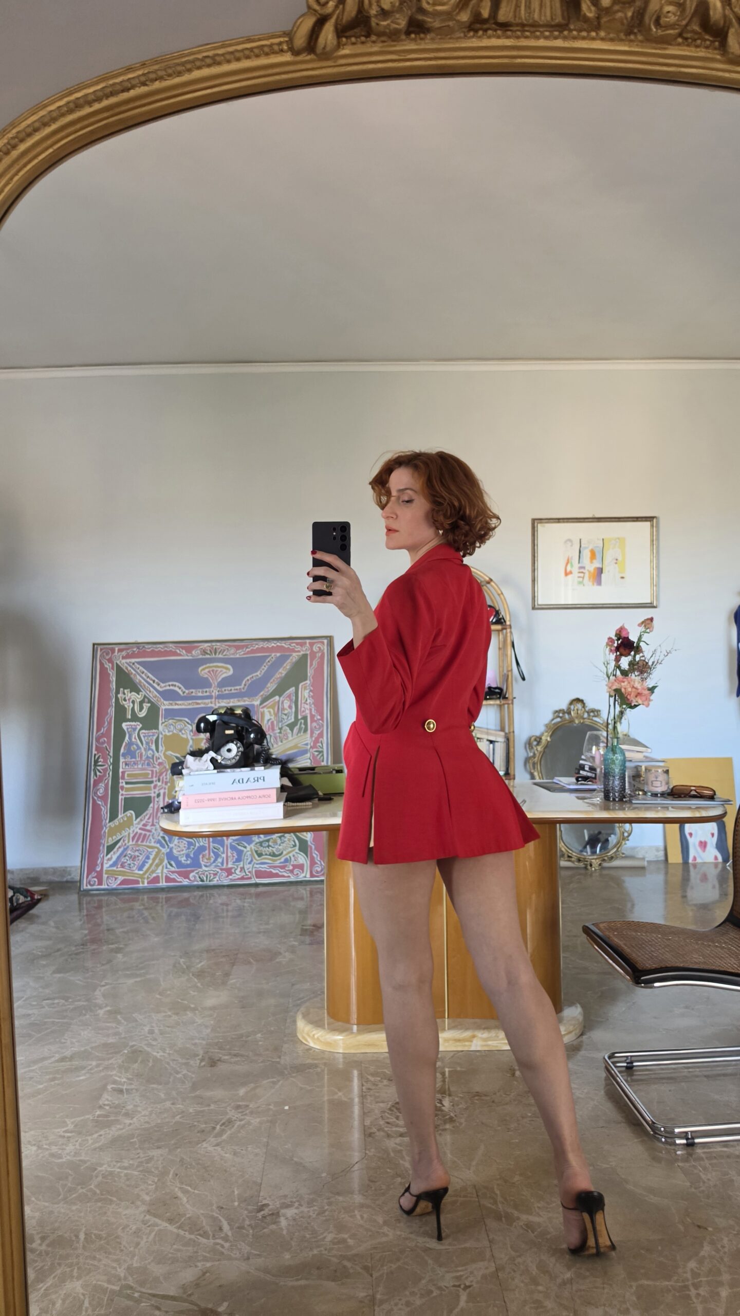 Giacca Moschino vintage rossa anni 90 con spacchi - immagine 5