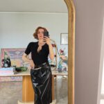 Gonna sartoriale in vinile nero tg 42