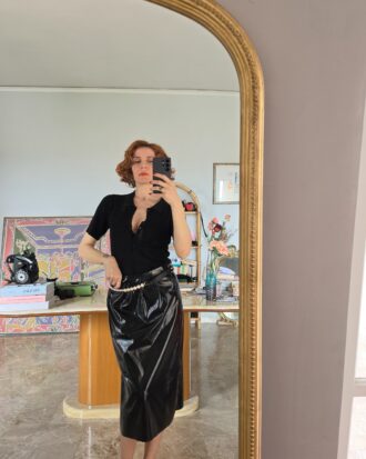 Gonna sartoriale in vinile nero tg 42