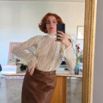 Camicia vintage sartoriale in tulle e pizzo color Burro tg 42